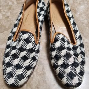 Stubbs & Wootton Black & White Check Loafers Size 8